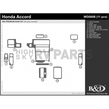 B & I Fender Dash Panel Trim WD080BSNB-1