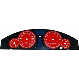US Speedo Gauge Face Overlay - Red Daytime Color/ White Letter Color - 300075