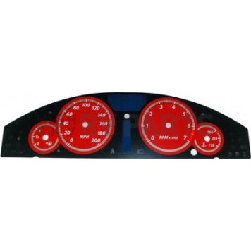 US Speedo Gauge Face Overlay - Red Daytime Color/ White Letter Color - 300075