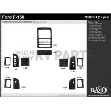 B & I Fender Dash Panel Trim 3D008B1SDB