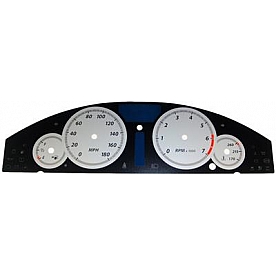 US Speedo Gauge Face Overlay - Silver Daytime Color/ Black Letter Color - 300082