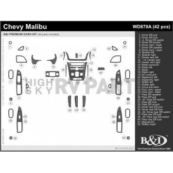 B & I Fender Dash Panel Trim WD870ASPS-1