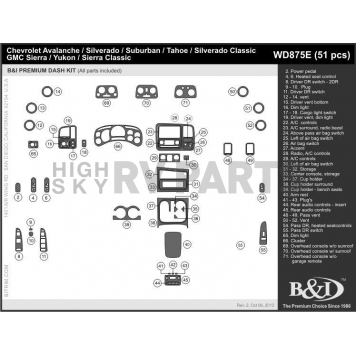 B & I Fender Dash Panel Trim WD875EDEB