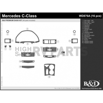 B & I Fender Dash Panel Trim WD876ADCL