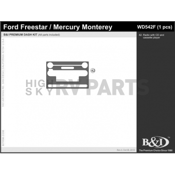 B & I Fender Dash Panel Trim WD542FSDB-1