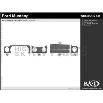 B & I Fender Dash Panel Trim WD580DCF1