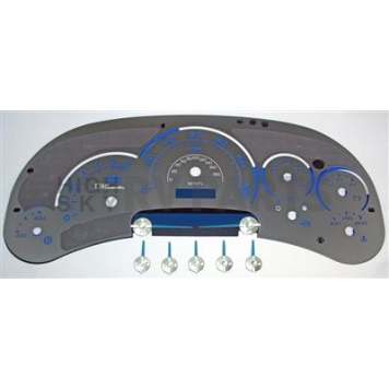 US Speedo Gauge Face Overlay - Silver Daytime Color/ Blue Letter Color - SSGM05B