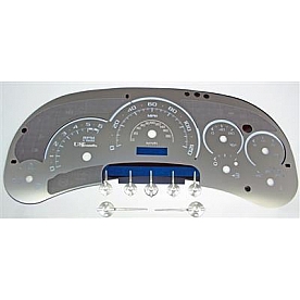 US Speedo Gauge Face Overlay - Silver Daytime Color/ White Letter Color - SSGM05W