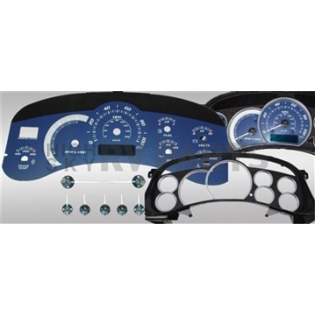 US Speedo Gauge Face Overlay - Blue Daytime Color/ White Letter Color - PLK0244