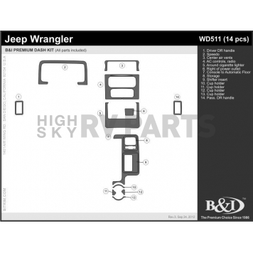 B & I Fender Dash Panel Trim WD511SPS