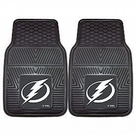 Fan Mat Floor Mat - Universal Fit Black Vinyl Set of 2 - 10552