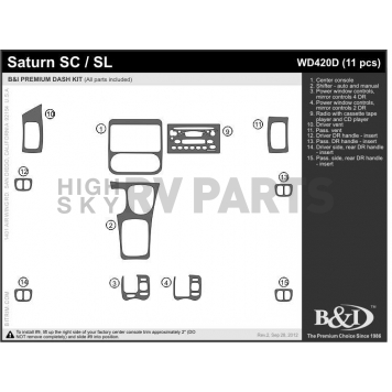 B & I Fender Dash Panel Trim WD420DRBA-2