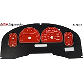 US Speedo Gauge Face Overlay - Red Daytime Color/ White Letter Color - XLT075K