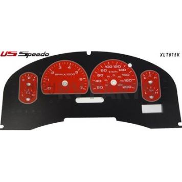 US Speedo Gauge Face Overlay - Red Daytime Color/ White Letter Color - XLT075K
