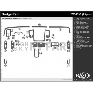B & I Fender Dash Panel Trim WD439ESTC