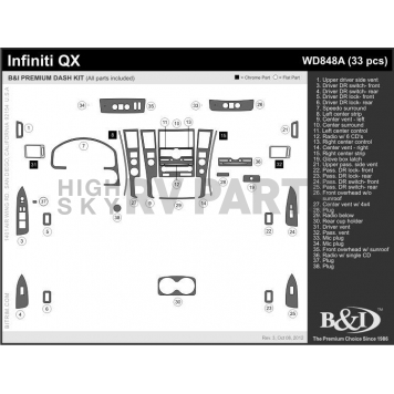 B & I Fender Dash Panel Trim WD848ADEQ-1