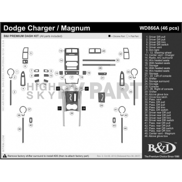 B & I Fender Dash Panel Trim WD866ADC3
