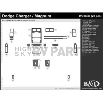 B & I Fender Dash Panel Trim WD866BDC2