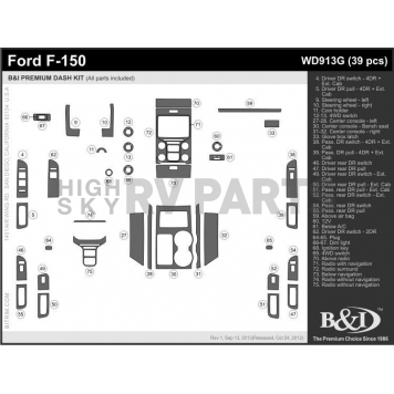 B & I Fender Dash Panel Trim WD913GSDB-1