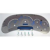 US Speedo Gauge Face Overlay - Silver Daytime Color/ Blue Letter Color - SSGM06B