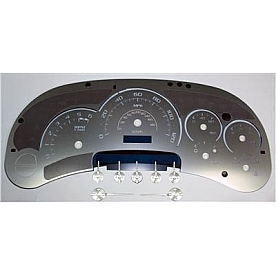US Speedo Gauge Face Overlay - Silver Daytime Color/ White Letter Color - SSGM06W