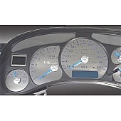 US Speedo Gauge Face Overlay - Silver Daytime Color/ Blue Letter Color - SSGM10B