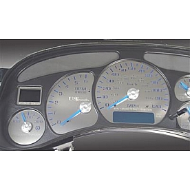 US Speedo Gauge Face Overlay - Silver Daytime Color/ Blue Letter Color - SSGM10B