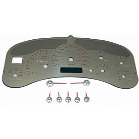 US Speedo Gauge Face Overlay - Silver Daytime Color/ Red Letter Color - SSGM10R