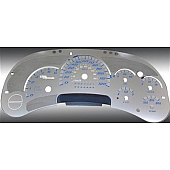 US Speedo Gauge Face Overlay - Silver Daytime Color/ Blue Letter Color - SSGM11B