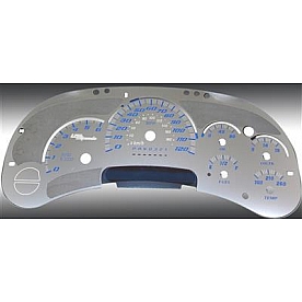 US Speedo Gauge Face Overlay - Silver Daytime Color/ Blue Letter Color - SSGM11B