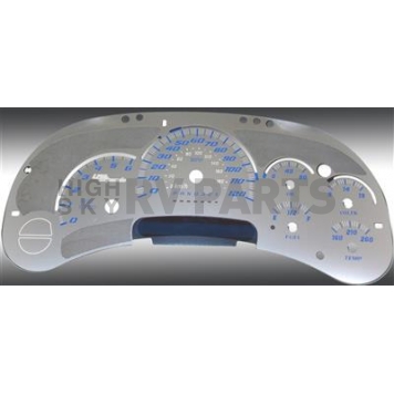 US Speedo Gauge Face Overlay - Silver Daytime Color/ Blue Letter Color - SSGM11B
