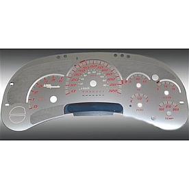 US Speedo Gauge Face Overlay - Silver Daytime Color/ Red Letter Color - SSGM11R