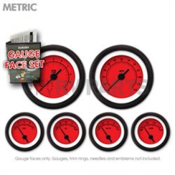 Aurora Instuments Gauge Face Overlay - Fiber Red Daytime Color/ Black Letter Color - 8409