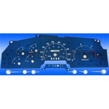 US Speedo Gauge Face Overlay - Blue Daytime Color/ White Letter Color - AQF02