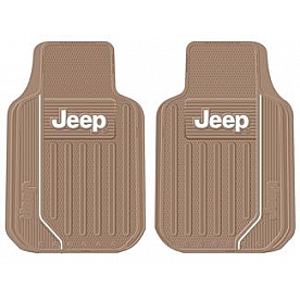 Plasticolor Floor Mat - Universal Rubber White Jeep With Stripe Set of 2 - 001616R06