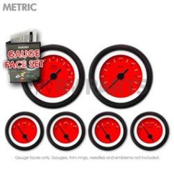 Aurora Instuments Gauge Face Overlay - Fiber Red Daytime Color/ White Letter Color - 8404