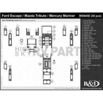 B & I Fender Dash Panel Trim WD945EDCF-1
