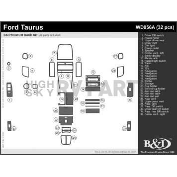 B & I Fender Dash Panel Trim WD956ADET-1