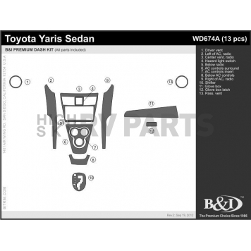 B & I Fender Dash Panel Trim WD674ASDB-1
