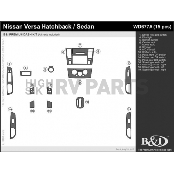 B & I Fender Dash Panel Trim WD677ASDB