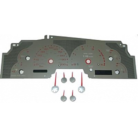US Speedo Gauge Face Overlay - Silver Daytime Color/ Red Letter Color - SSF08R
