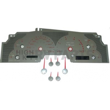 US Speedo Gauge Face Overlay - Silver Daytime Color/ Red Letter Color - SSF08R