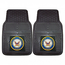 Fan Mat Floor Mat - Universal Fit Black Vinyl Set of 2 - 11041