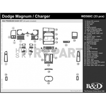 B & I Fender Dash Panel Trim WD560CSDB