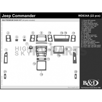 B & I Fender Dash Panel Trim WD634ASDB-1