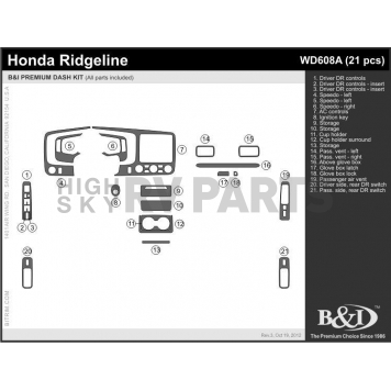 B & I Fender Dash Panel Trim WD608ASDB