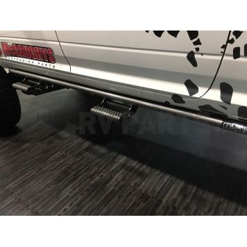 N-Fab Rocker Panel Guard - Black Round Tube Textured Powder Coated Steel Single - D104RKRMCS