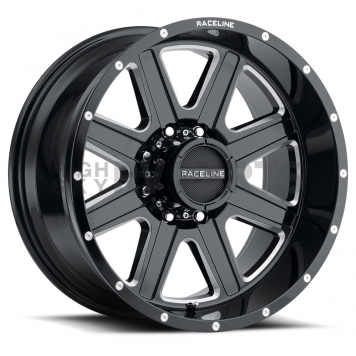 RaceLine Wheel 20 Diameter -44 Offset Aluminum Black With Natural Accents Single