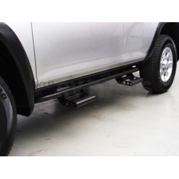 N-Fab Rocker Panel Guard - Black Round Tube Textured Powder Coated Steel Single - T104RKR4R