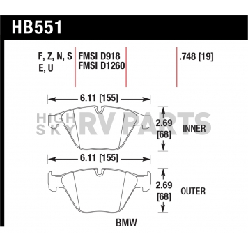 Hawk Performance Brake Pad - HB551F.748-1